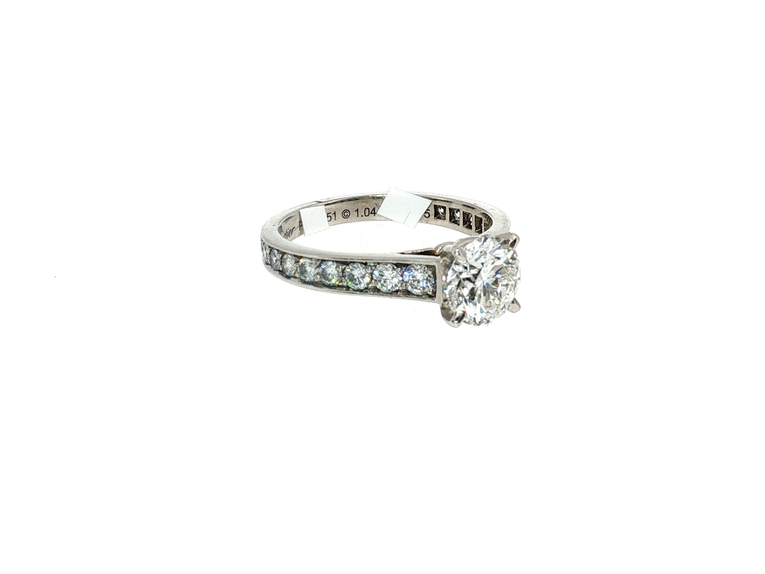 Cartier Platinum Engagement Ring with 1.64 Carat Round Diamonds F-VVS1 GIA
