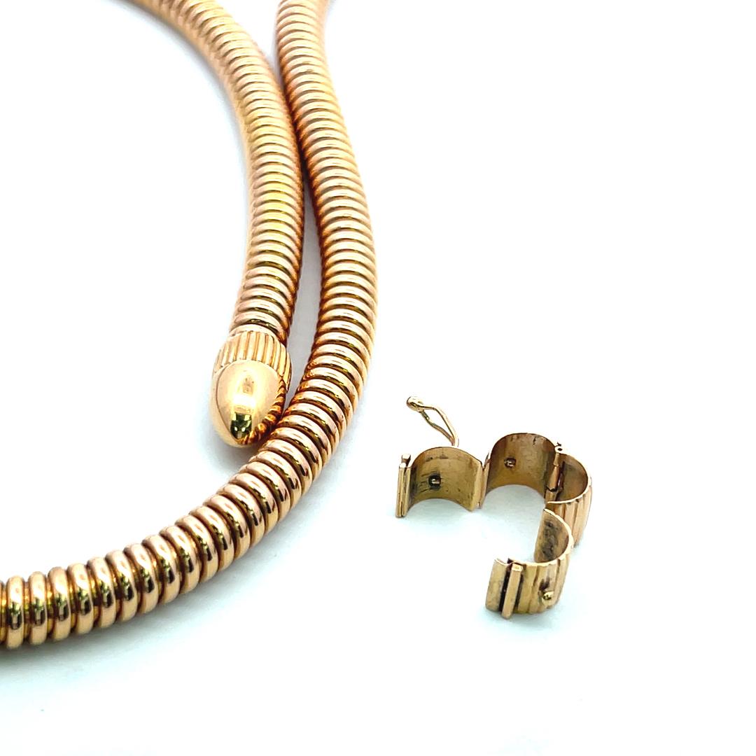 Vintage French Made 18K Yellow Gold Tubogas Necklace 107.6 Grams