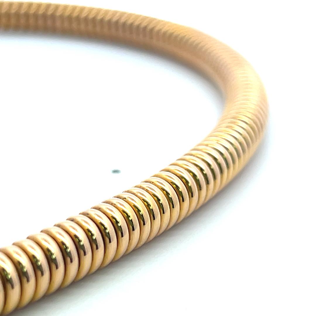 Vintage French Made 18K Yellow Gold Tubogas Necklace 107.6 Grams