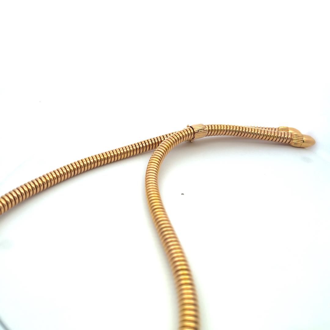 Vintage French Made 18K Yellow Gold Tubogas Necklace 107.6 Grams