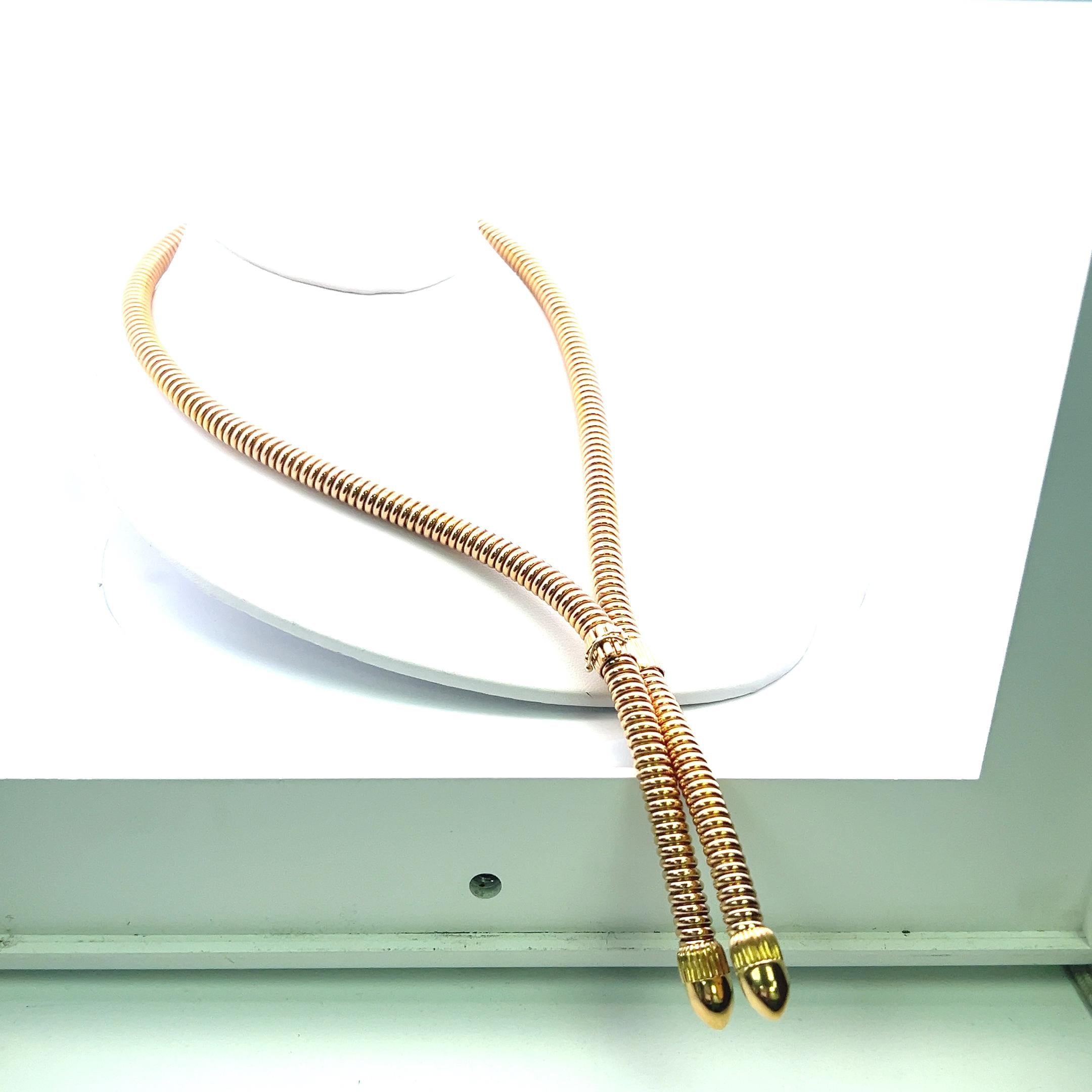 Vintage French Made 18K Yellow Gold Tubogas Necklace 107.6 Grams