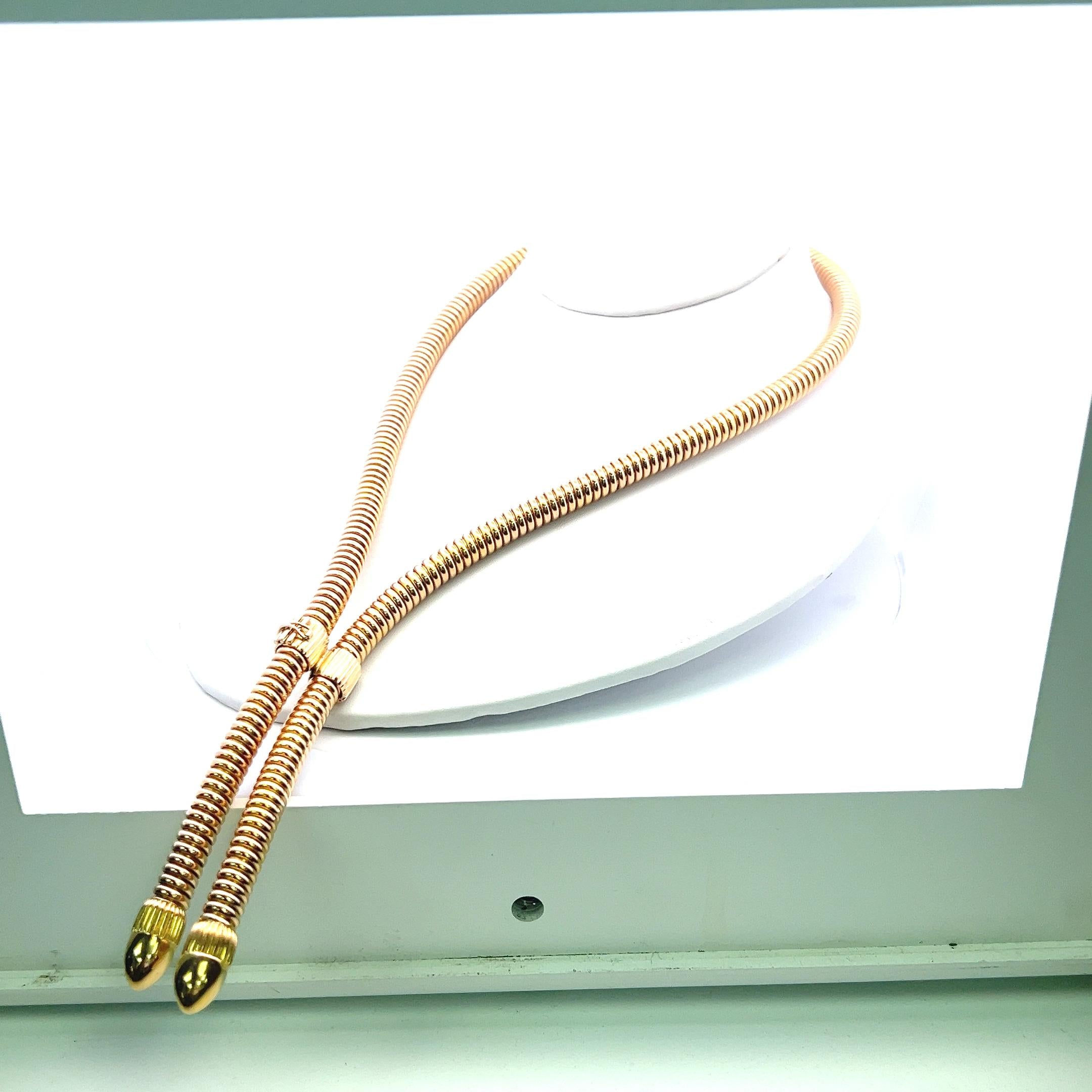 Vintage French Made 18K Yellow Gold Tubogas Necklace 107.6 Grams
