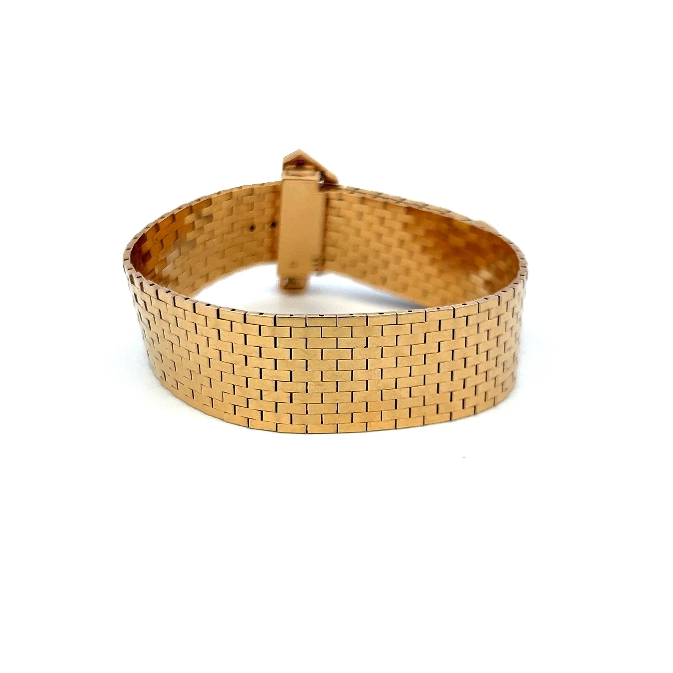 0.79ct Ruby & 0.09ct Round Brilliant Diamond Retro Bracelet in 14K Yellow Gold