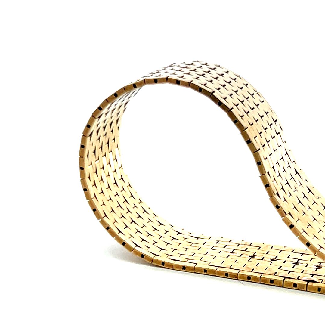 0.79ct Ruby & 0.09ct Round Brilliant Diamond Retro Bracelet in 14K Yellow Gold