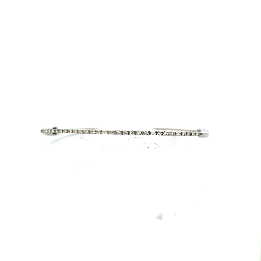 0.31ct Round Brilliant Diamond Bangle Bracelet in 18K White Gold (I SI)