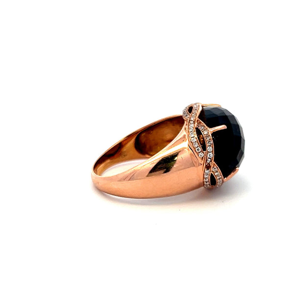 15.23ct Cushion Smoky Quartz & 0.38ct Diamond Cocktail Ring in 18K Yellow Gold