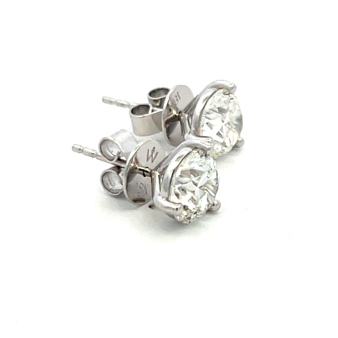 4.00ct Round Brilliant Diamond Stud Earrings in 18K White Gold with GIA (I SI2)