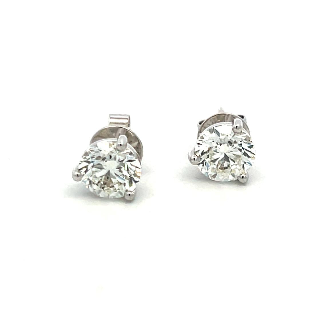 4.00ct Round Brilliant Diamond Stud Earrings in 18K White Gold with GIA (I SI2)