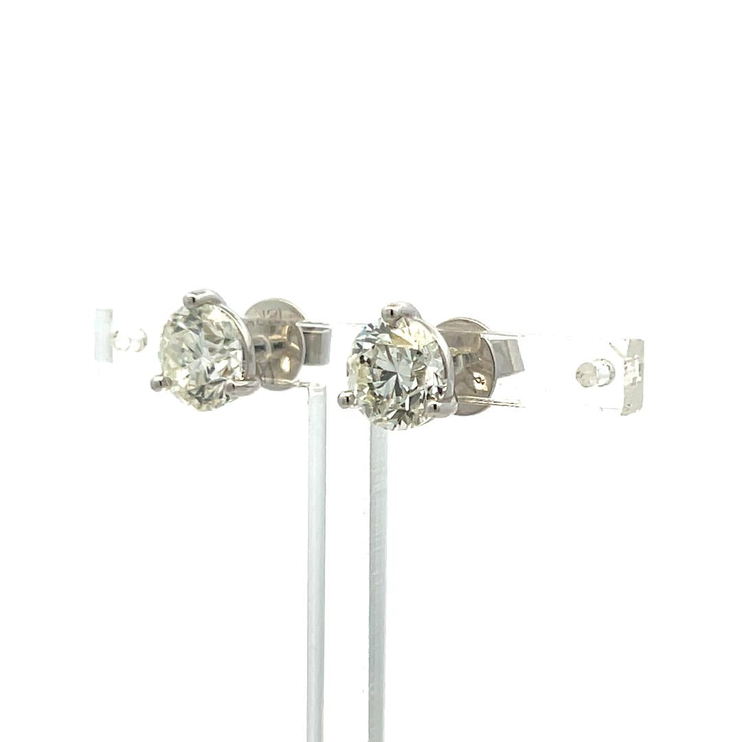 4.00ct Round Brilliant Diamond Stud Earrings in 18K White Gold with GIA (I SI2)