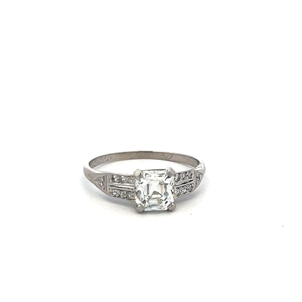 1.00ct Asscher Cut Diamond Platinum Engagement Ring with GIA (F VS2)