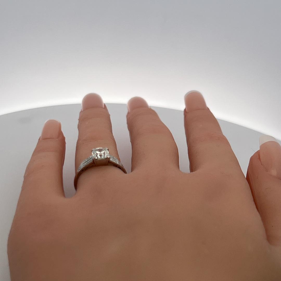 1.00ct Asscher Cut Diamond Platinum Engagement Ring with GIA (F VS2)