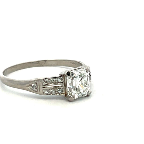 1.00ct Asscher Cut Diamond Platinum Engagement Ring with GIA (F VS2)