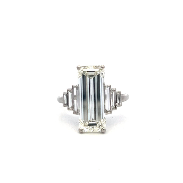 8.67ct Emerald Cut & Baguette Diamond Platinum Engagement Ring (I VS2)