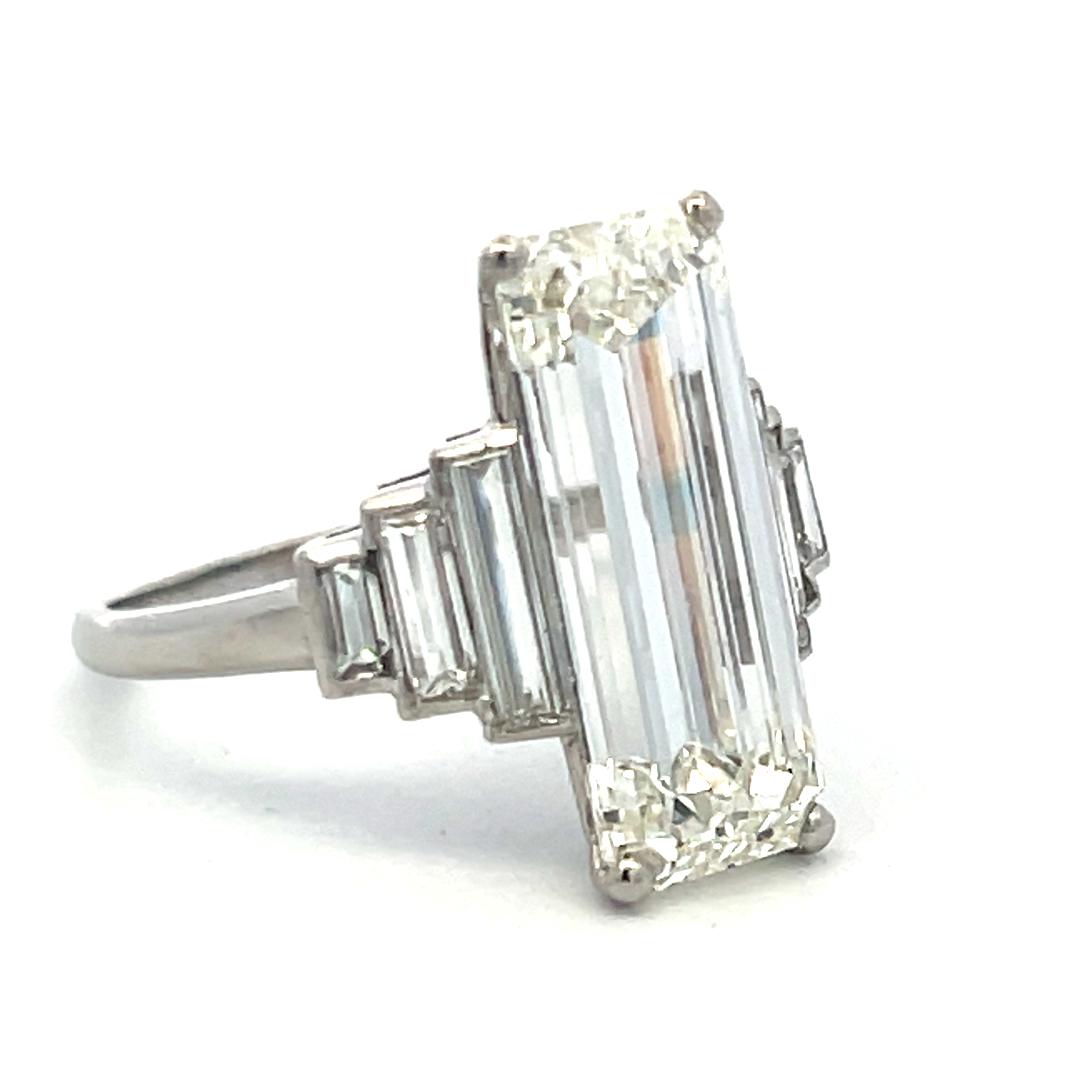 8.67ct Emerald Cut & Baguette Diamond Platinum Engagement Ring (I VS2)