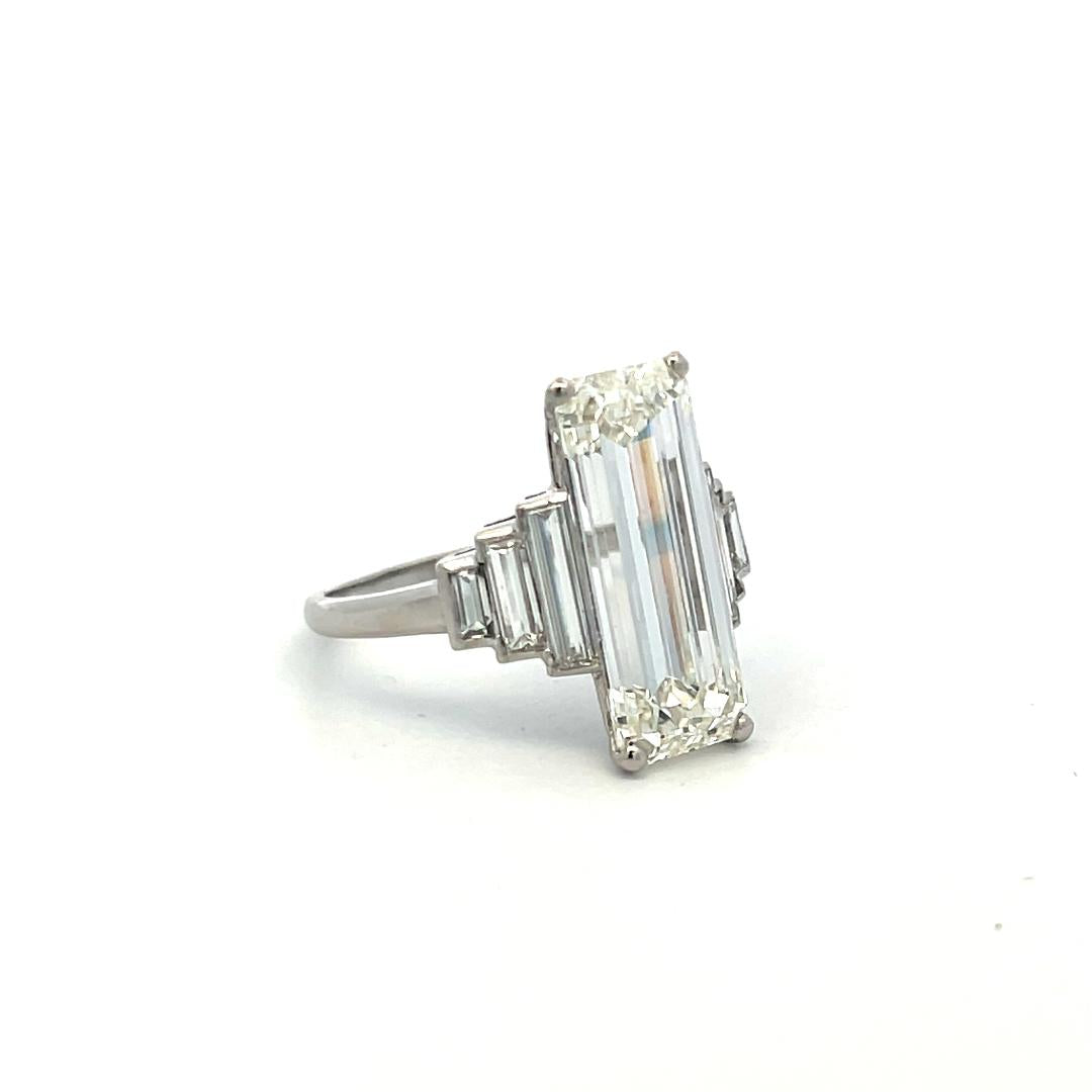 8.67ct Emerald Cut & Baguette Diamond Platinum Engagement Ring (I VS2)