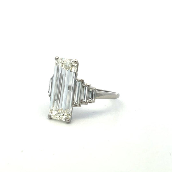 8.67ct Emerald Cut & Baguette Diamond Platinum Engagement Ring (I VS2)