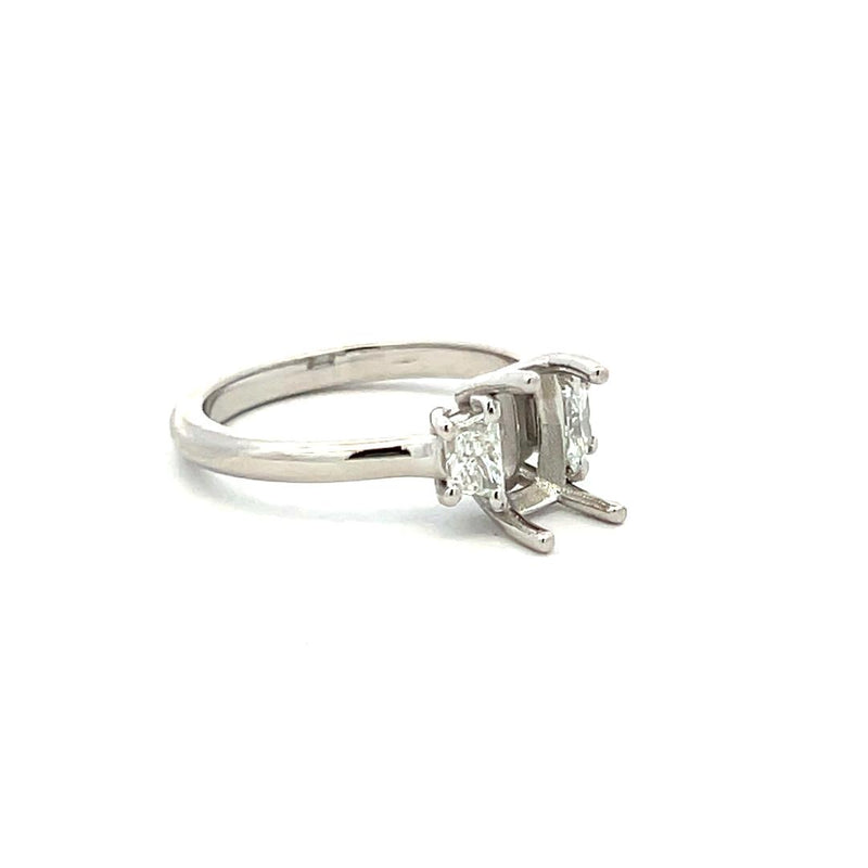 0.40 Carat Trapezoid Shape H VS2 Diamond Platinum Semi Mount Ring