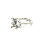 0.40 Carat Trapezoid Shape H VS2 Diamond Platinum Semi Mount Ring