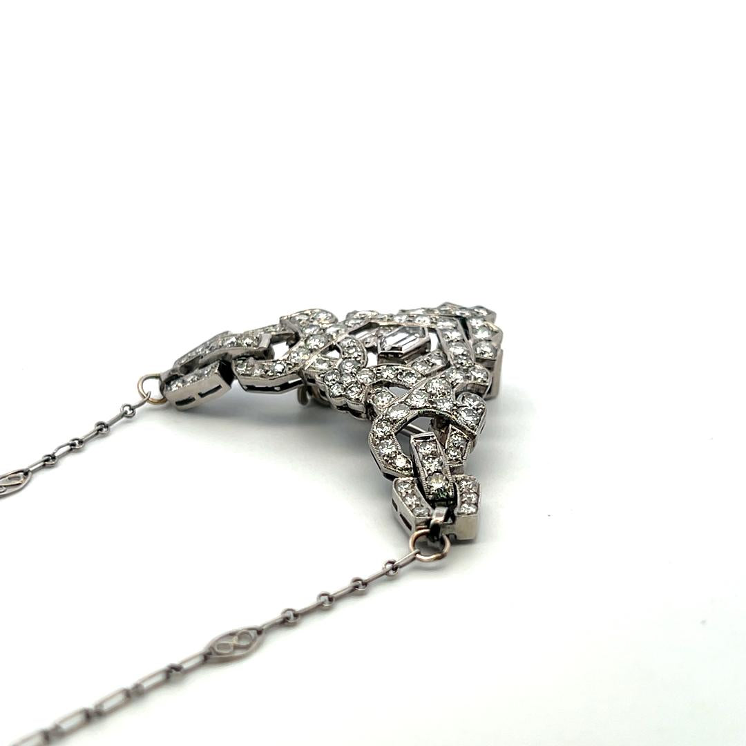 Platinum Pendant Necklace Pin Brooch 2.77ct Mixed Cut H VS Diamonds & Pearls