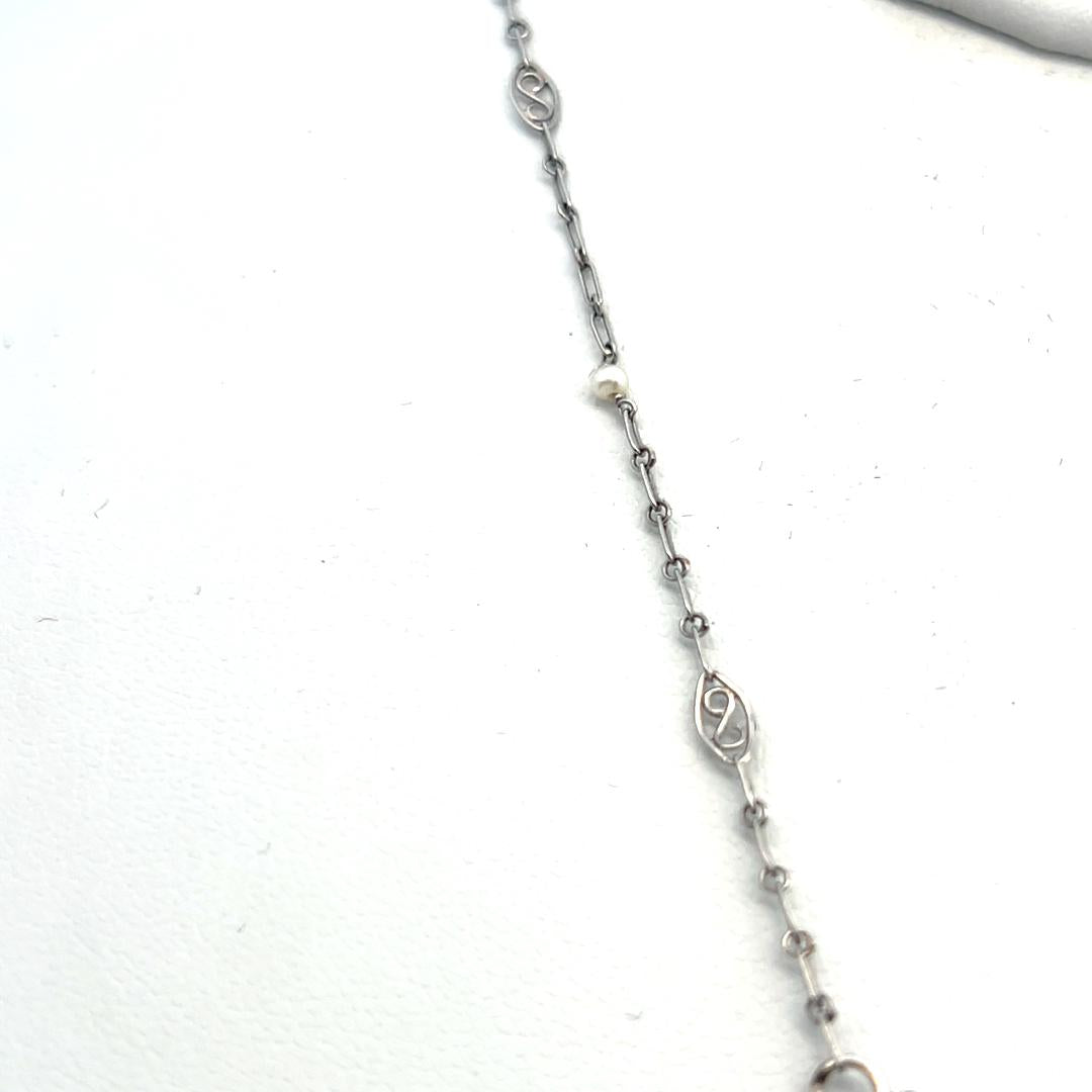 Platinum Pendant Necklace Pin Brooch 2.77ct Mixed Cut H VS Diamonds & Pearls