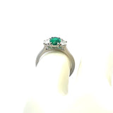 0.61 Carat Emerald 0.35 Carat Half Moon Diamond Platinum Cocktail Ring