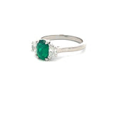 0.61 Carat Emerald 0.35 Carat Half Moon Diamond Platinum Cocktail Ring