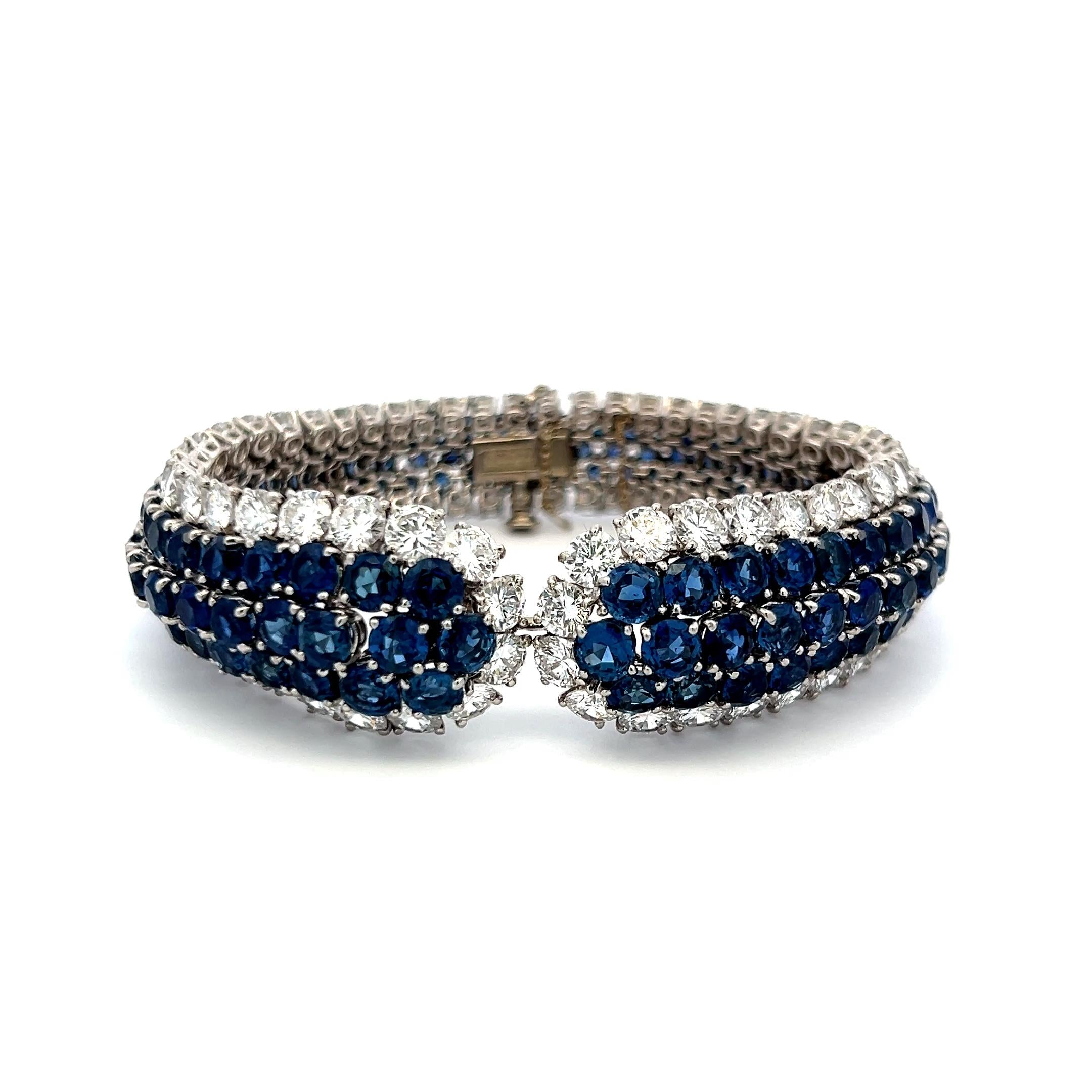 Van Cleef & Arpels 67.00 Carat Sapphire 36.80 Carat Diamond Platinum Bracelet