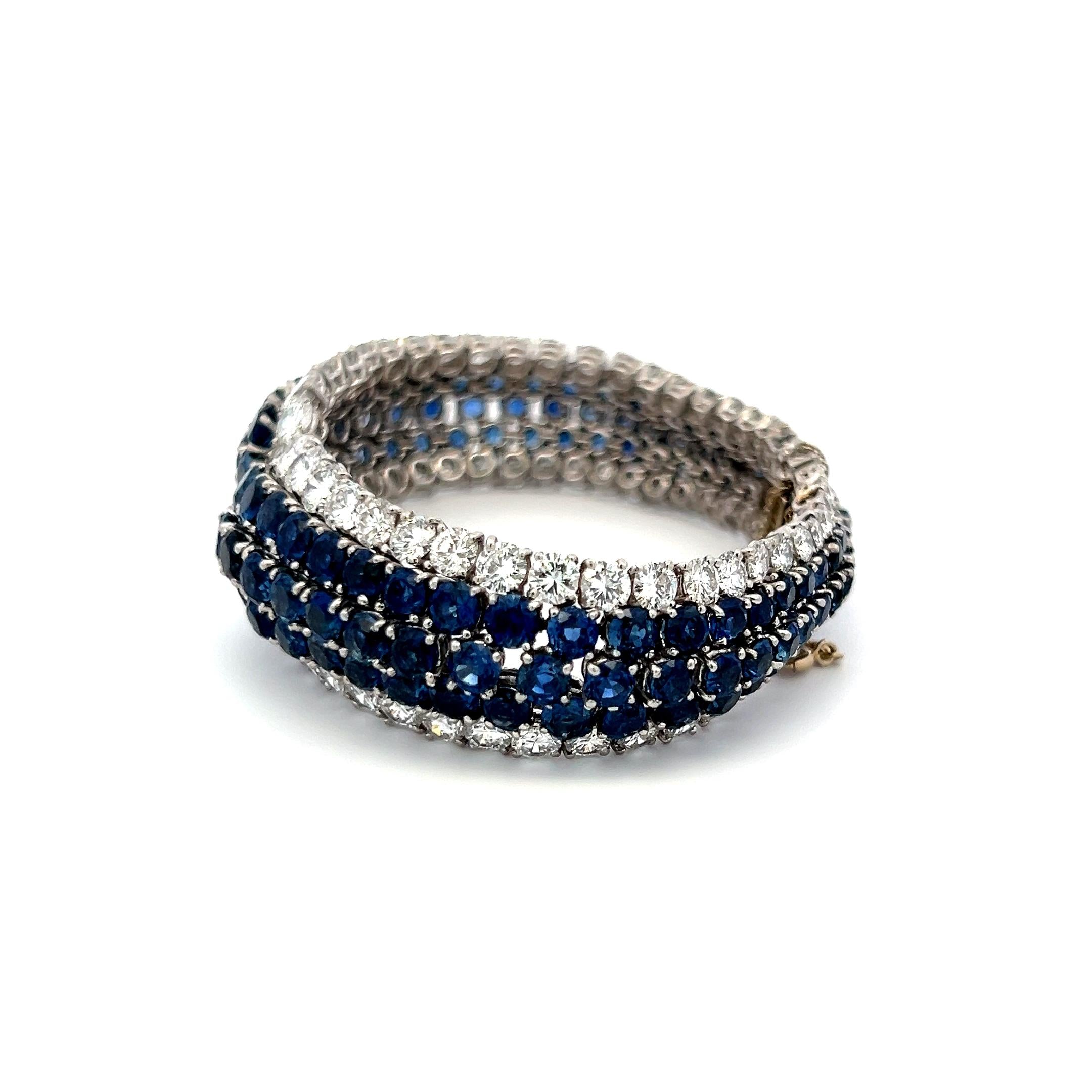 Van Cleef & Arpels 67.00 Carat Sapphire 36.80 Carat Diamond Platinum Bracelet