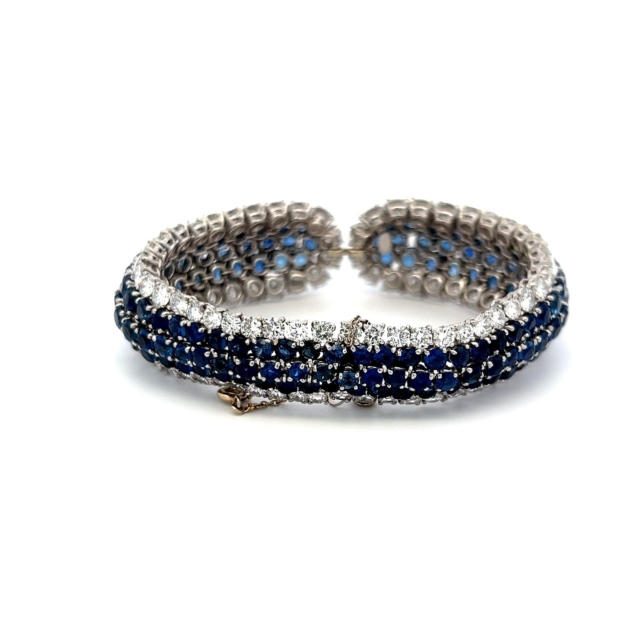 Van Cleef & Arpels 67.00 Carat Sapphire 36.80 Carat Diamond Platinum Bracelet