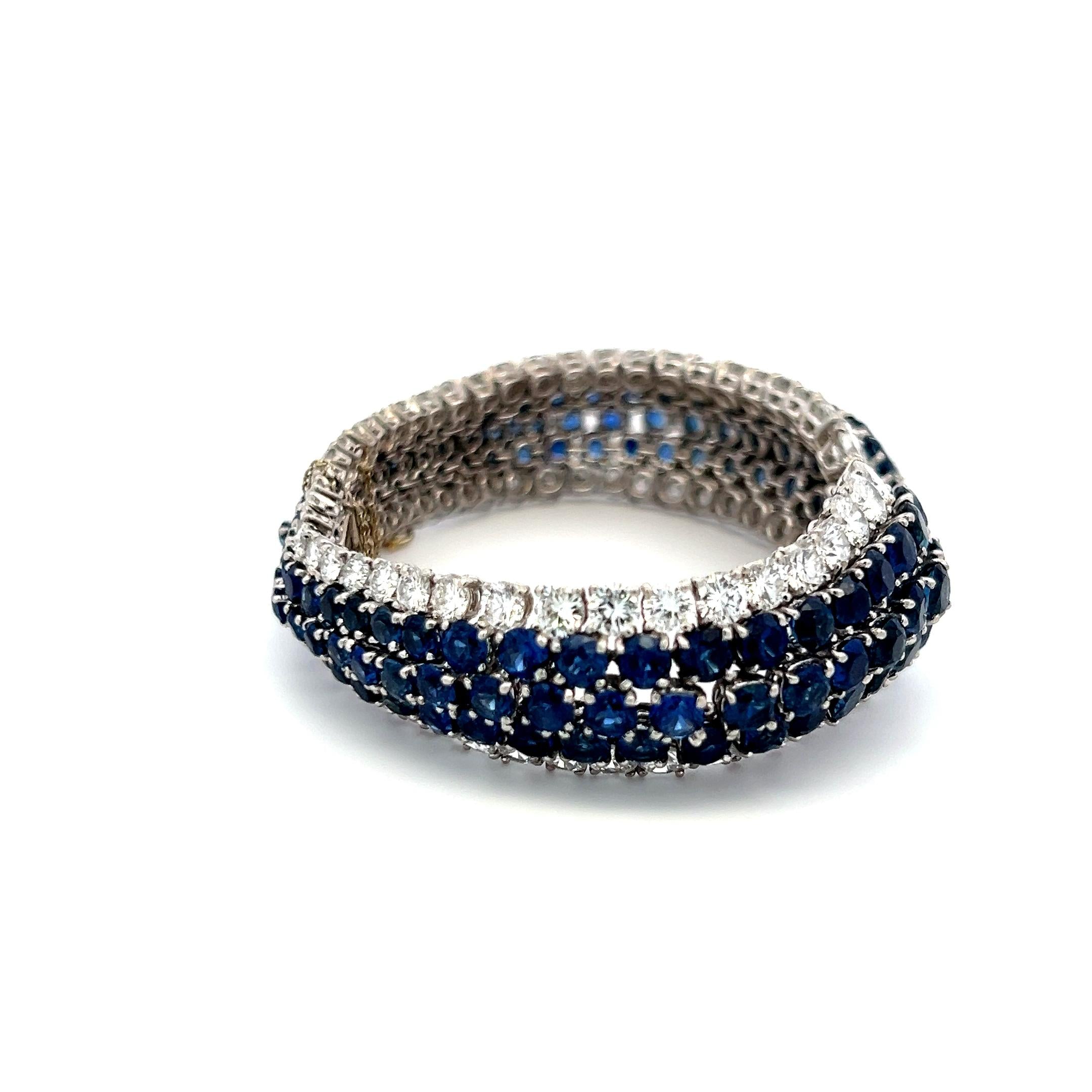 Van Cleef & Arpels 67.00 Carat Sapphire 36.80 Carat Diamond Platinum Bracelet