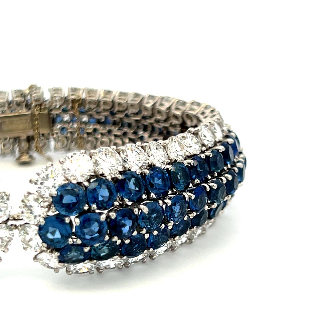Van Cleef & Arpels 67.00 Carat Sapphire 36.80 Carat Diamond Platinum Bracelet