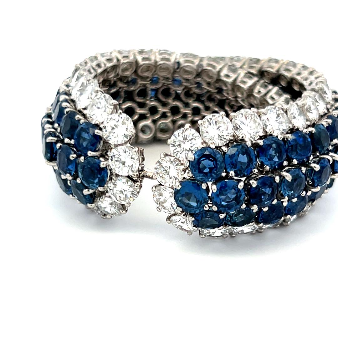 Van Cleef & Arpels 67.00 Carat Sapphire 36.80 Carat Diamond Platinum Bracelet
