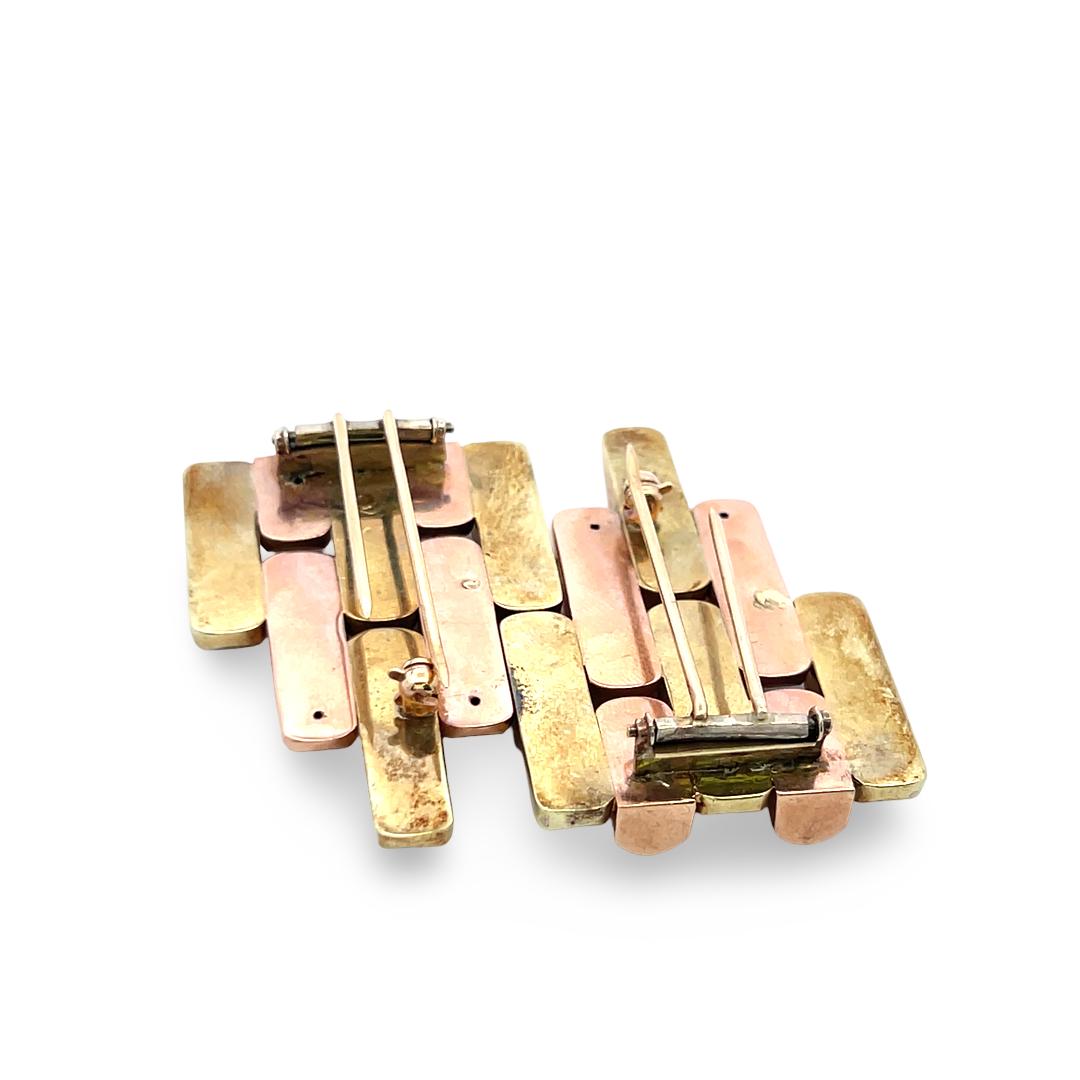 Vintage 18K Two Tone Gold Pin Brooch 32.2 Grams