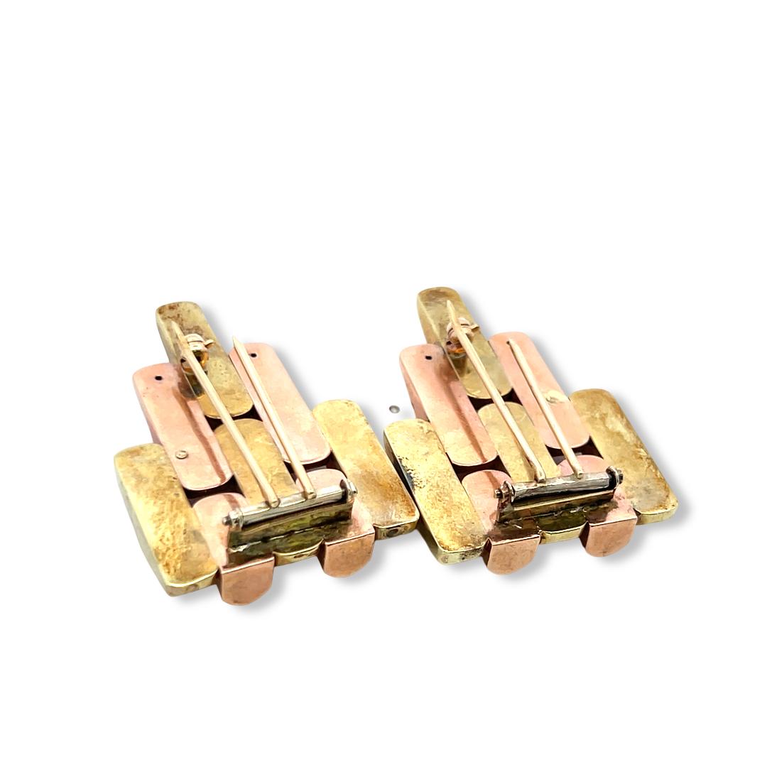 Vintage 18K Two Tone Gold Pin Brooch 32.2 Grams