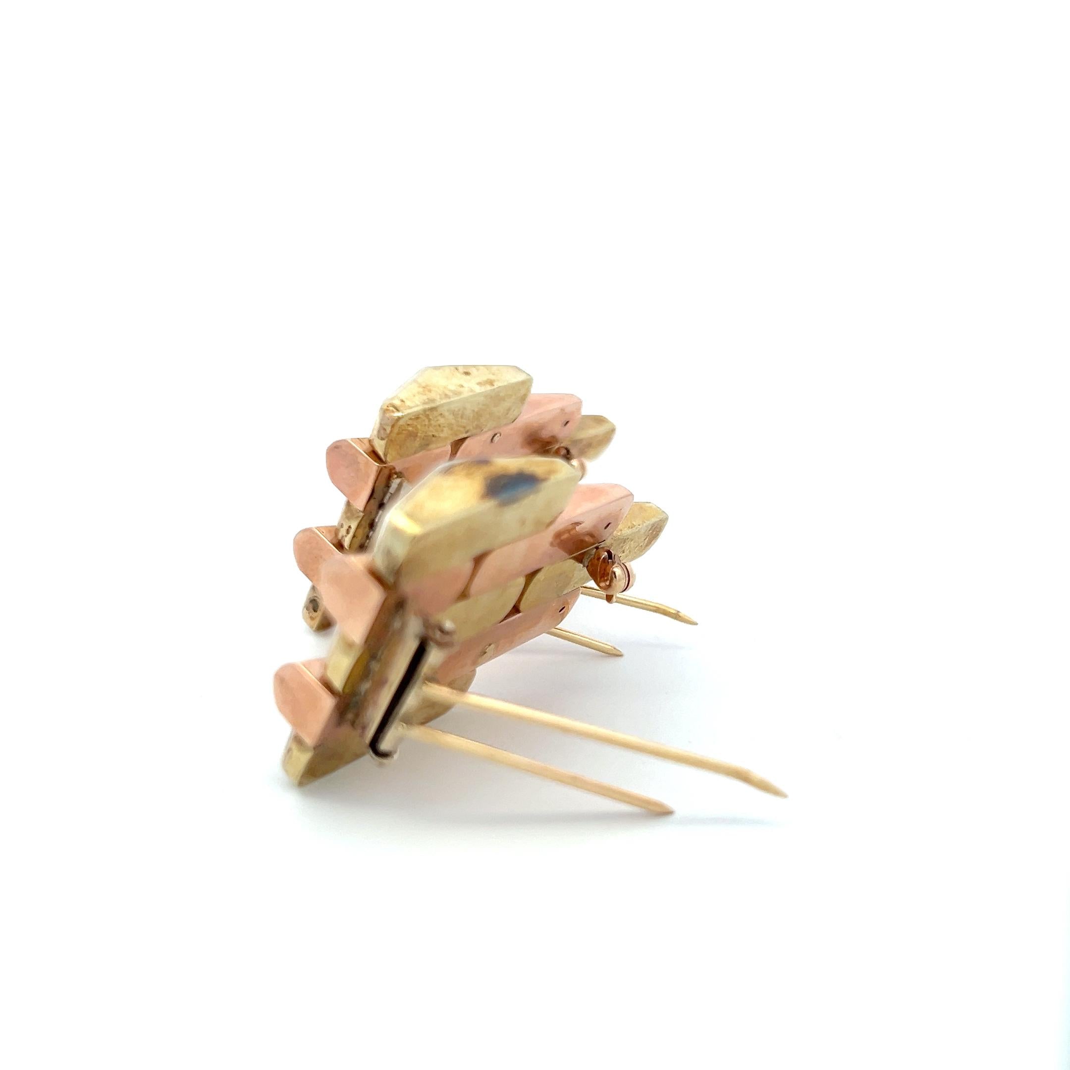 Vintage 18K Two Tone Gold Pin Brooch 32.2 Grams