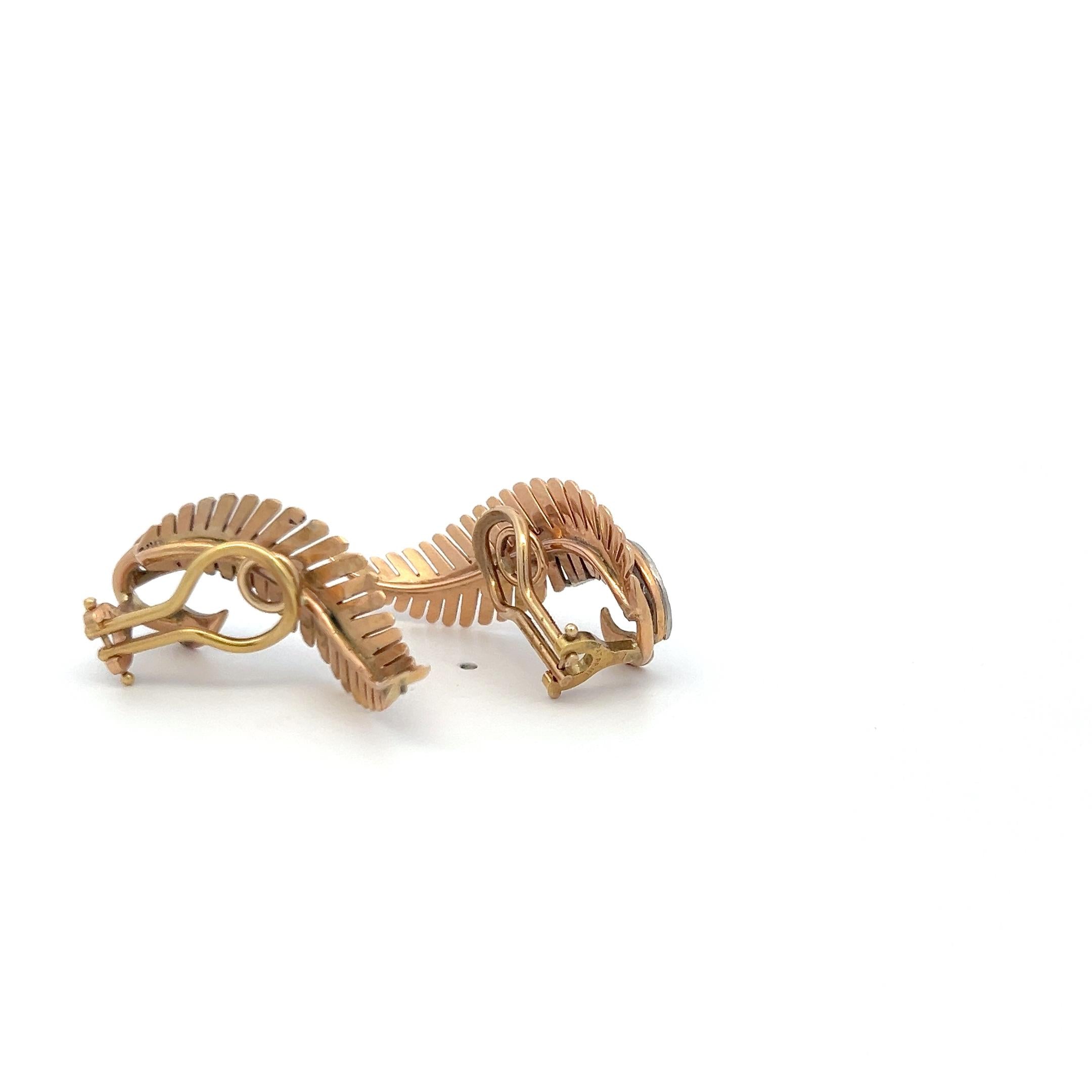 Vintage 18K YG Clip-On Earrings with 0.4 Carat Round J-VS Diamonds