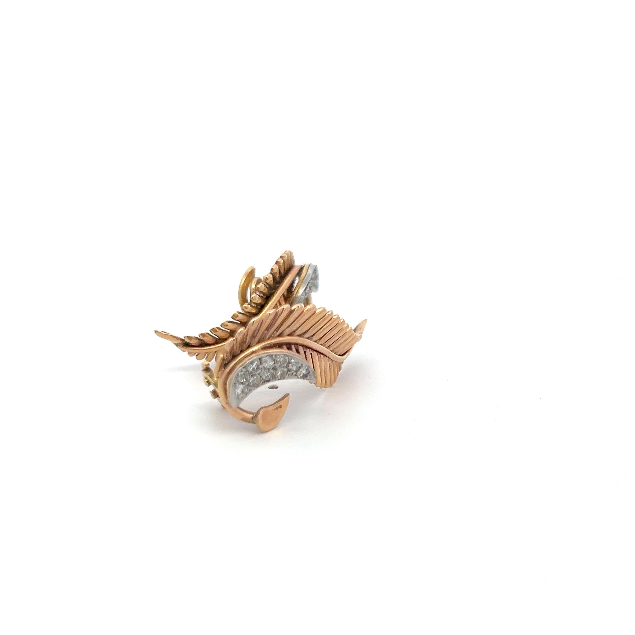 Vintage 18K YG Clip-On Earrings with 0.4 Carat Round J-VS Diamonds