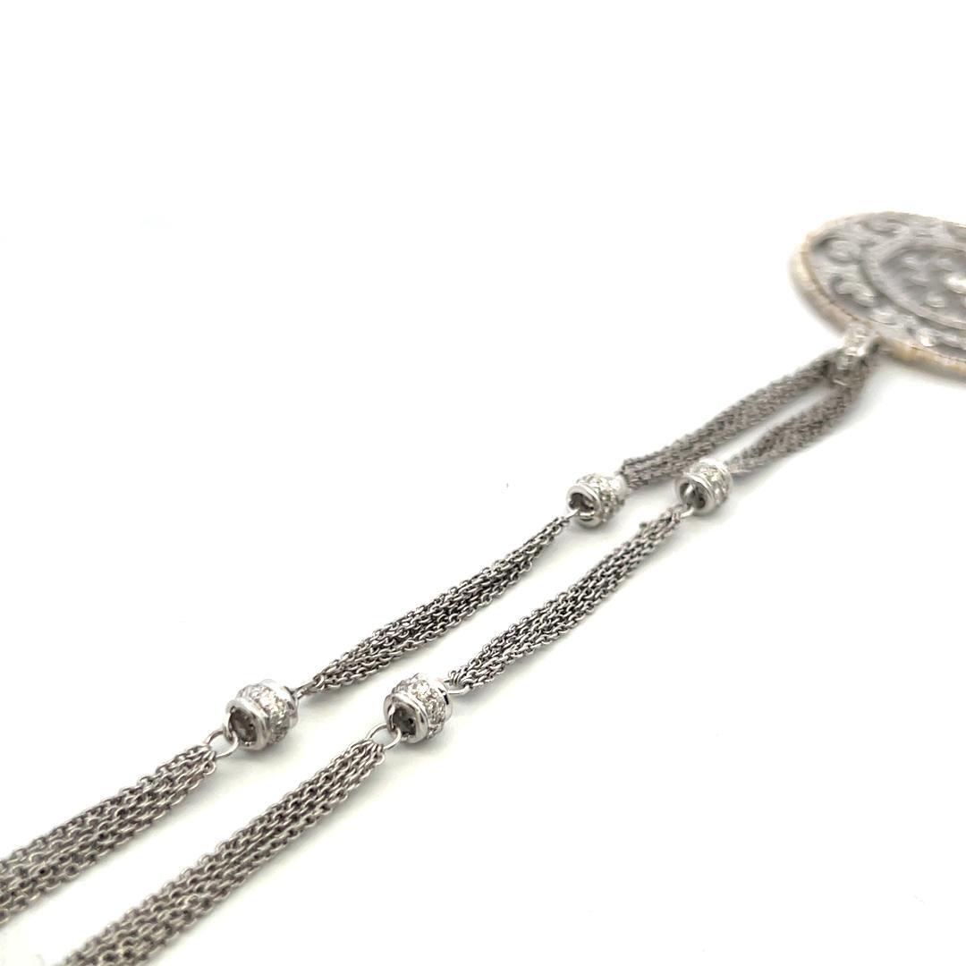Vintage 18K White Gold Pendant Necklace with 5 Carat H-VS Diamonds
