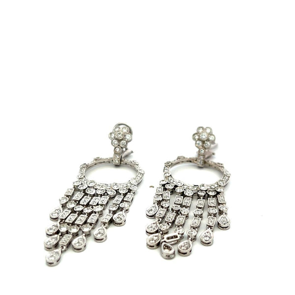 3.00ct I VS Diamond Drop Earrings in 18K White Gold Vintage Estate