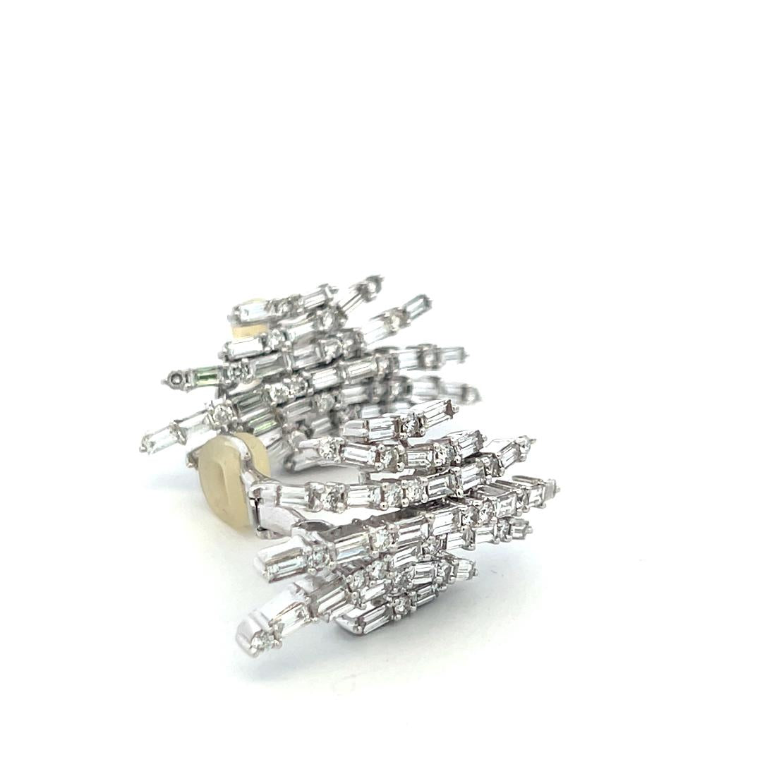 Vintage 18K White Gold Clip-On Earrings with 4.5 Carat Mix Cut G-VS Diamonds