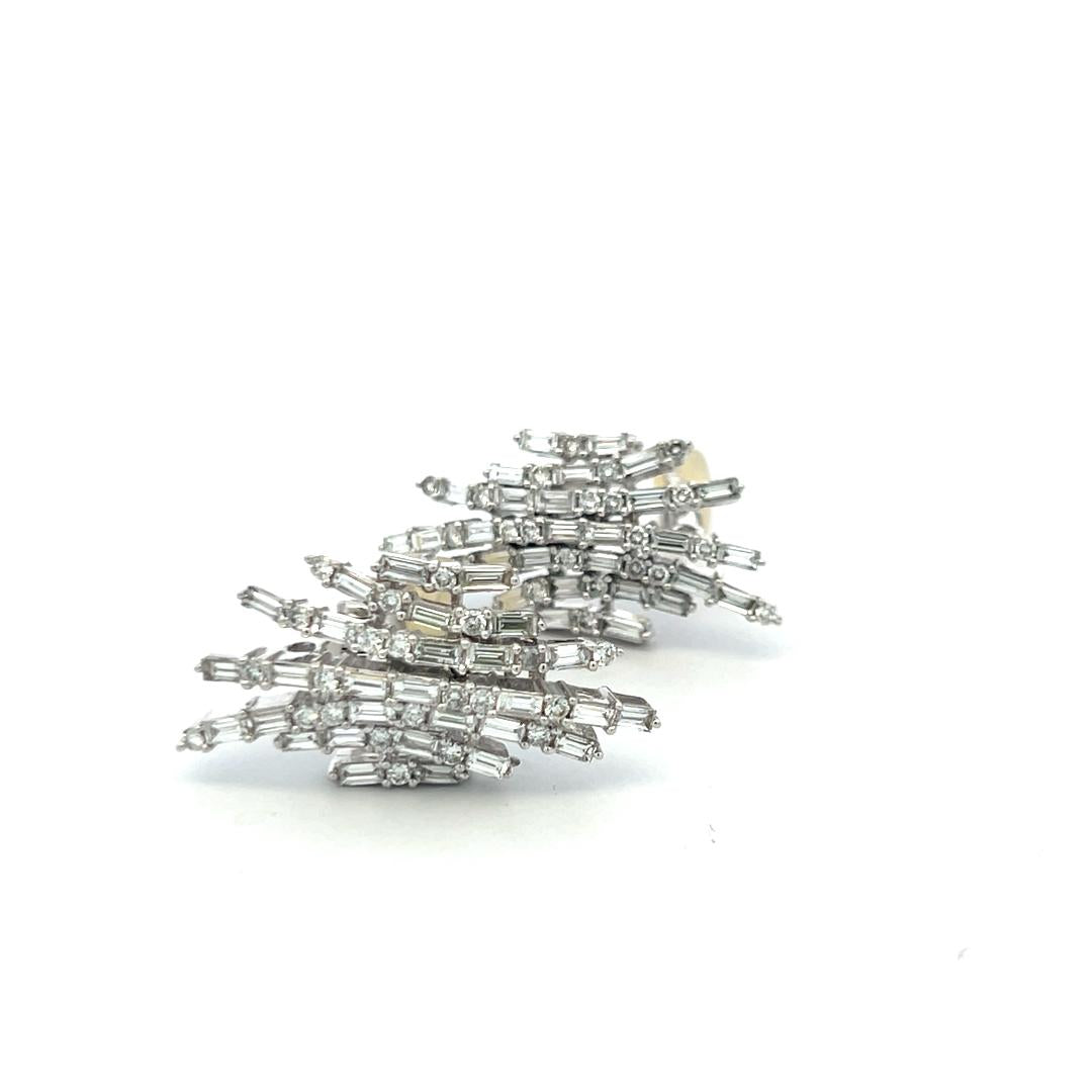 Vintage 18K White Gold Clip-On Earrings with 4.5 Carat Mix Cut G-VS Diamonds