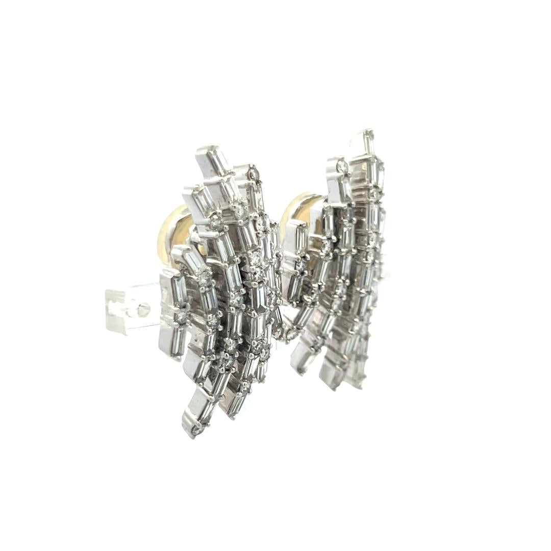 Vintage 18K White Gold Clip On Earrings with 8 Carat Diamonds 20.3 Grams
