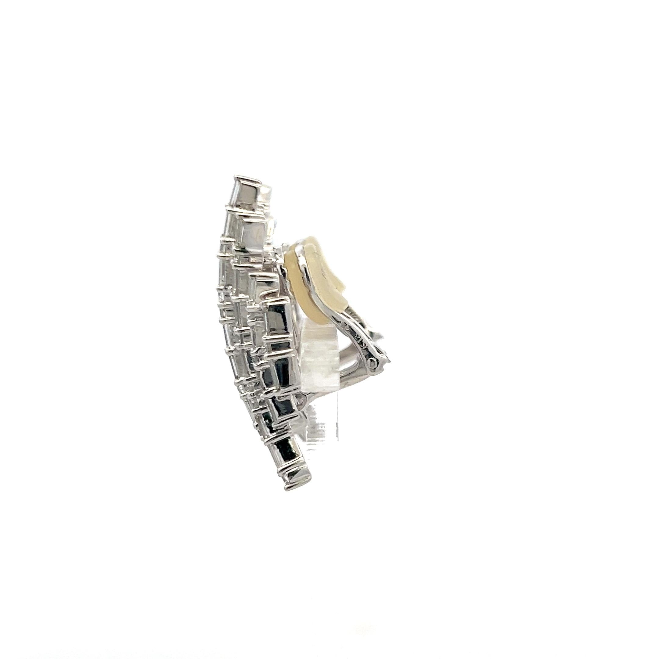 Vintage 18K White Gold Clip-On Earrings with 4.5 Carat Mix Cut G-VS Diamonds