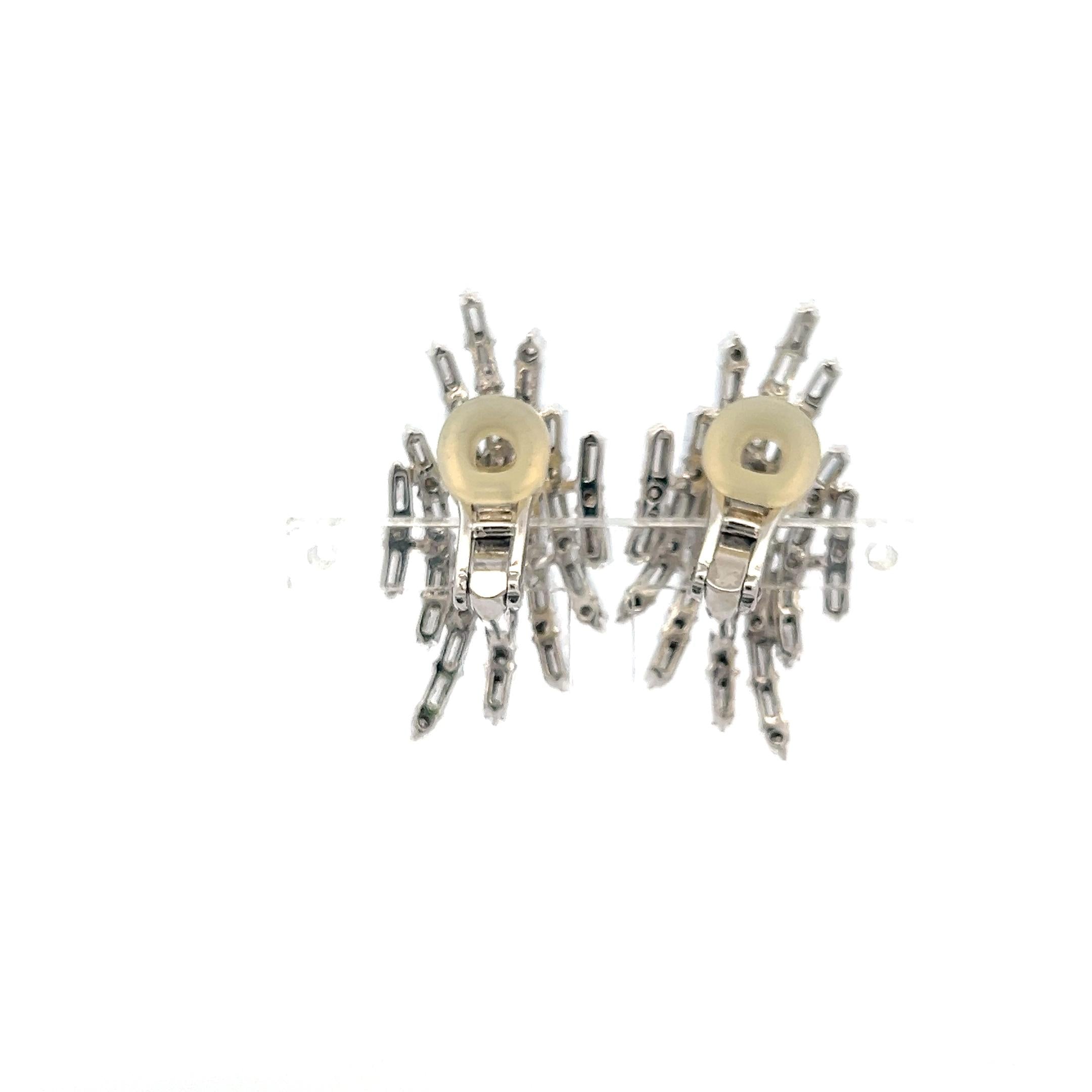 Vintage 18K White Gold Clip-On Earrings with 4.5 Carat Mix Cut G-VS Diamonds