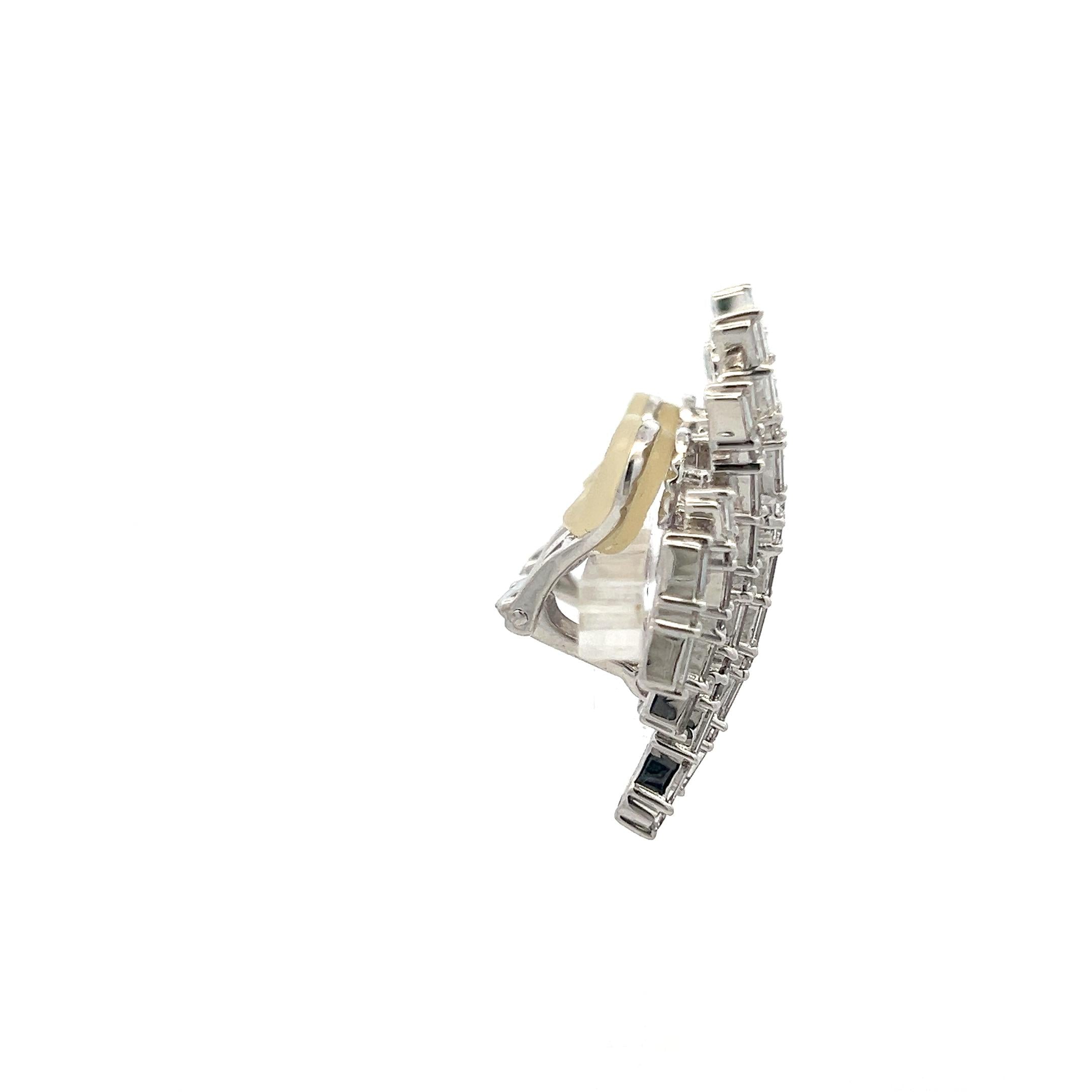 Vintage 18K White Gold Clip-On Earrings with 4.5 Carat Mix Cut G-VS Diamonds