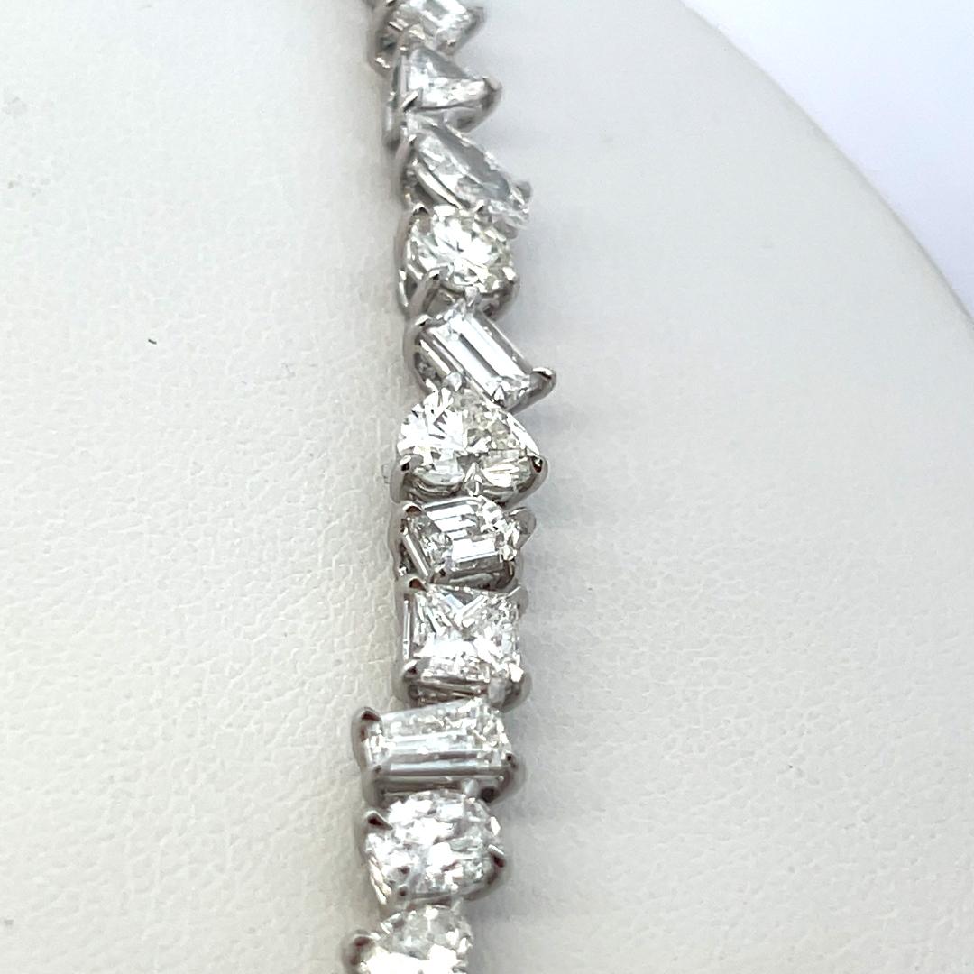 Platinum Tennis Necklace with 35.74 Carat Mixed Cut GIA Diamonds G-H Vs to SI