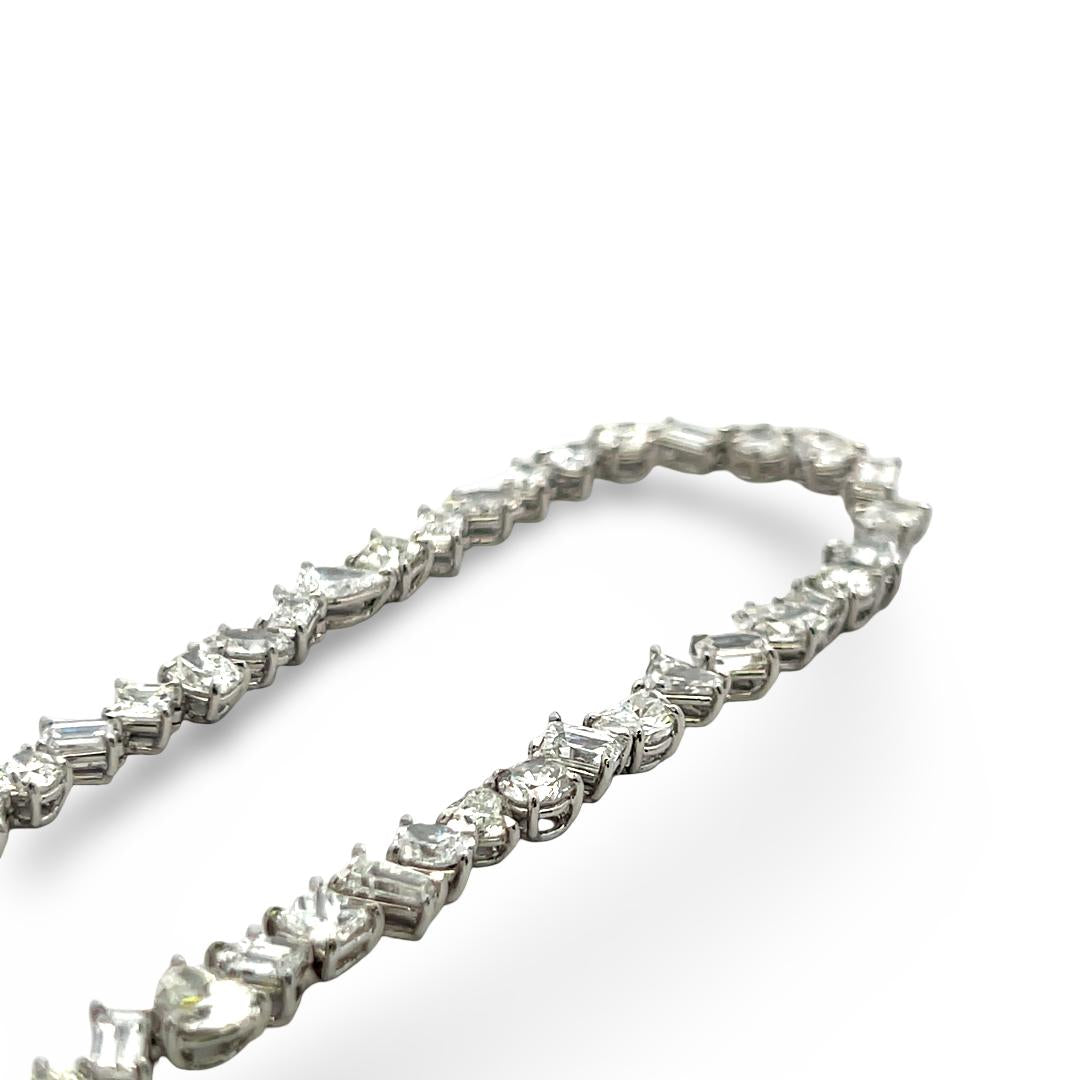 Platinum Tennis Necklace with 35.74 Carat Mixed Cut GIA Diamonds G-H Vs to SI