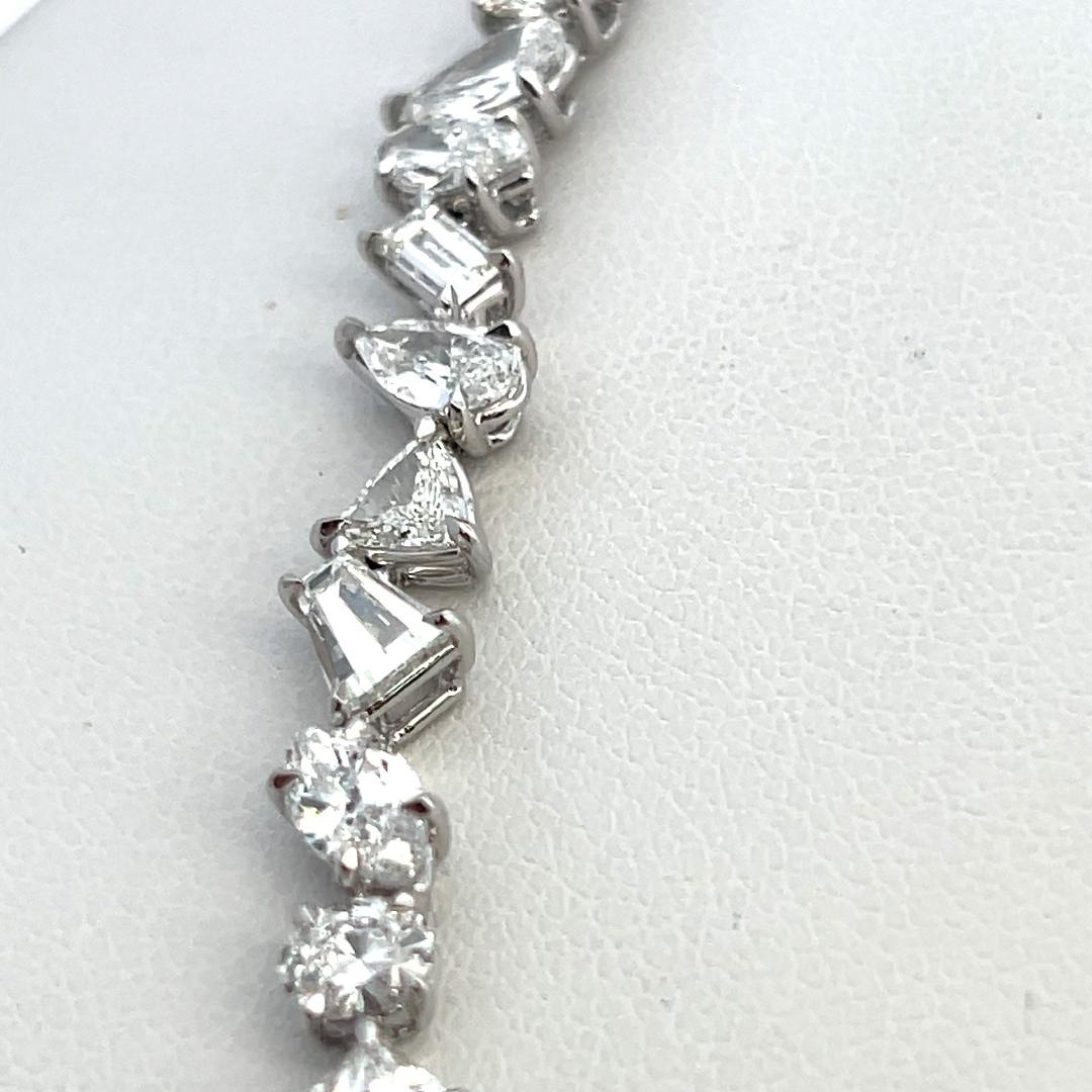 Platinum Tennis Necklace with 35.74 Carat Mixed Cut GIA Diamonds G-H Vs to SI