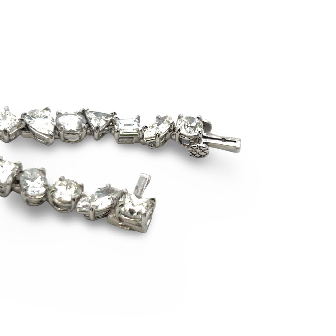 Platinum Tennis Necklace with 35.74 Carat Mixed Cut GIA Diamonds G-H Vs to SI
