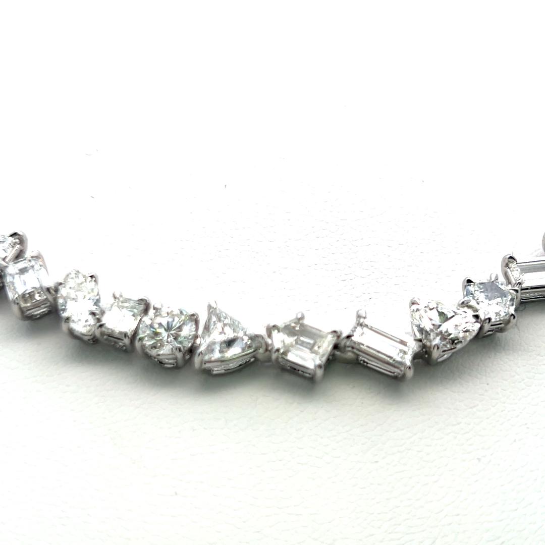 Platinum Tennis Necklace with 35.74 Carat Mixed Cut GIA Diamonds G-H Vs to SI